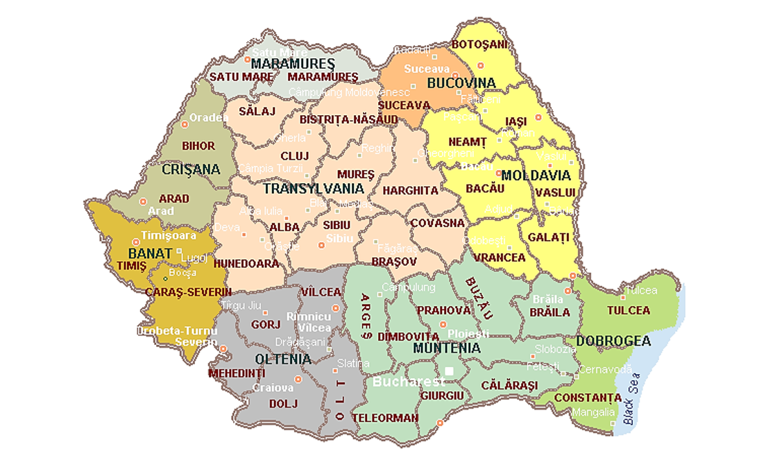 Карта городов румынии